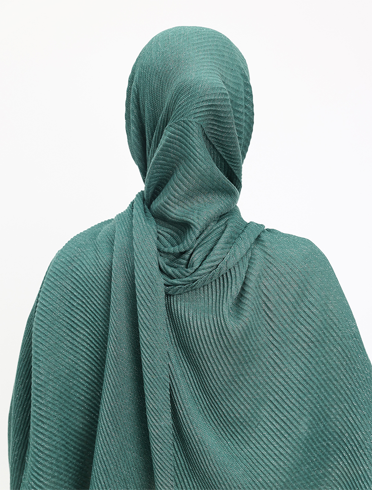 Green Crinkle Lurex Hijab